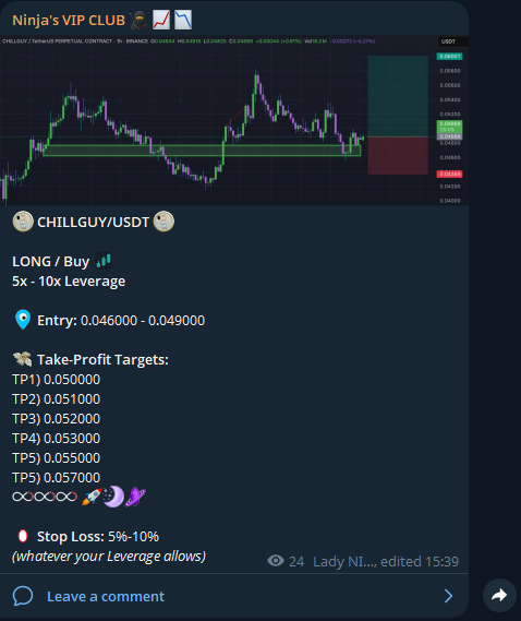 Real Crypto Ninja Trades Telegram Signal with Chart